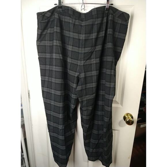 Lane Bryant Women 28S Grey Plaid Wide Leg Pockets Flat Front Dress Pant - Picture 11 of 11